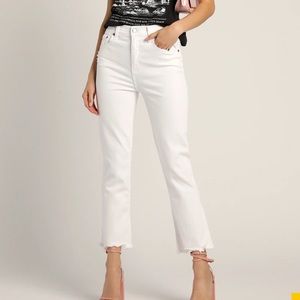 LOFT white high-waisted flare crop jeans